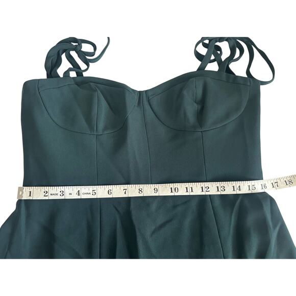 NWT Dessy Collection Vivian Diamond Bustier Crepe Midi Dress Evergreen Size 12 - Picture 12 of 12